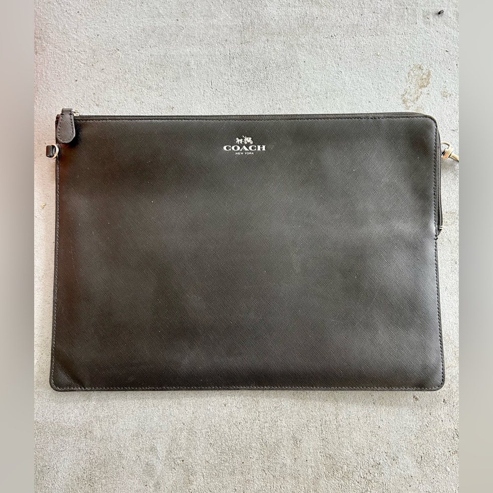 Genuine Coach Black Leather MacBook Sleeve
